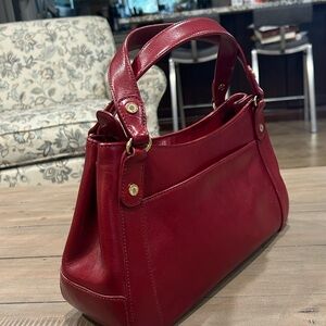 Monsac Scarlet Red Leather Double Handle Bag